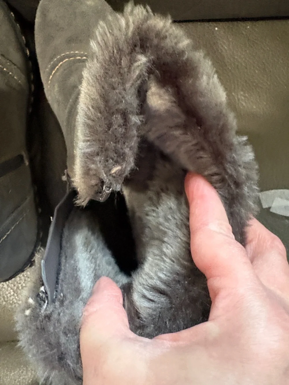 Bare traps faux fur suede charcoal gray women’s boots